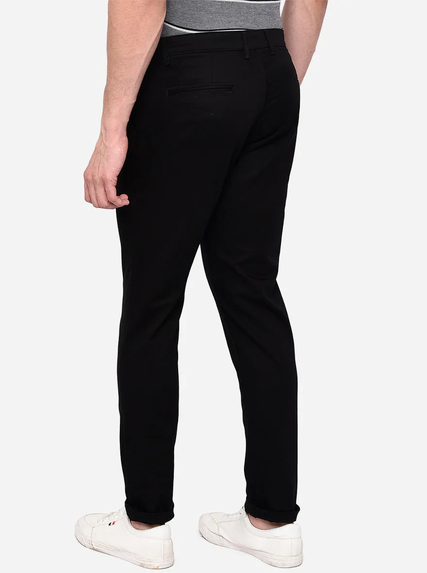Black Solid Neo Fit Casual Trouser | Greenfibre