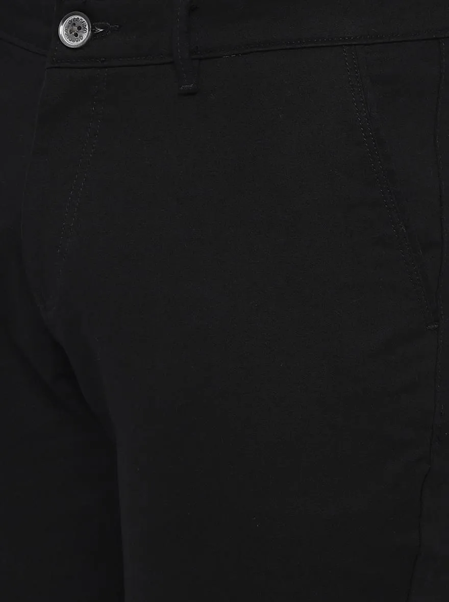 Black Solid Neo Fit Casual Trouser | Greenfibre