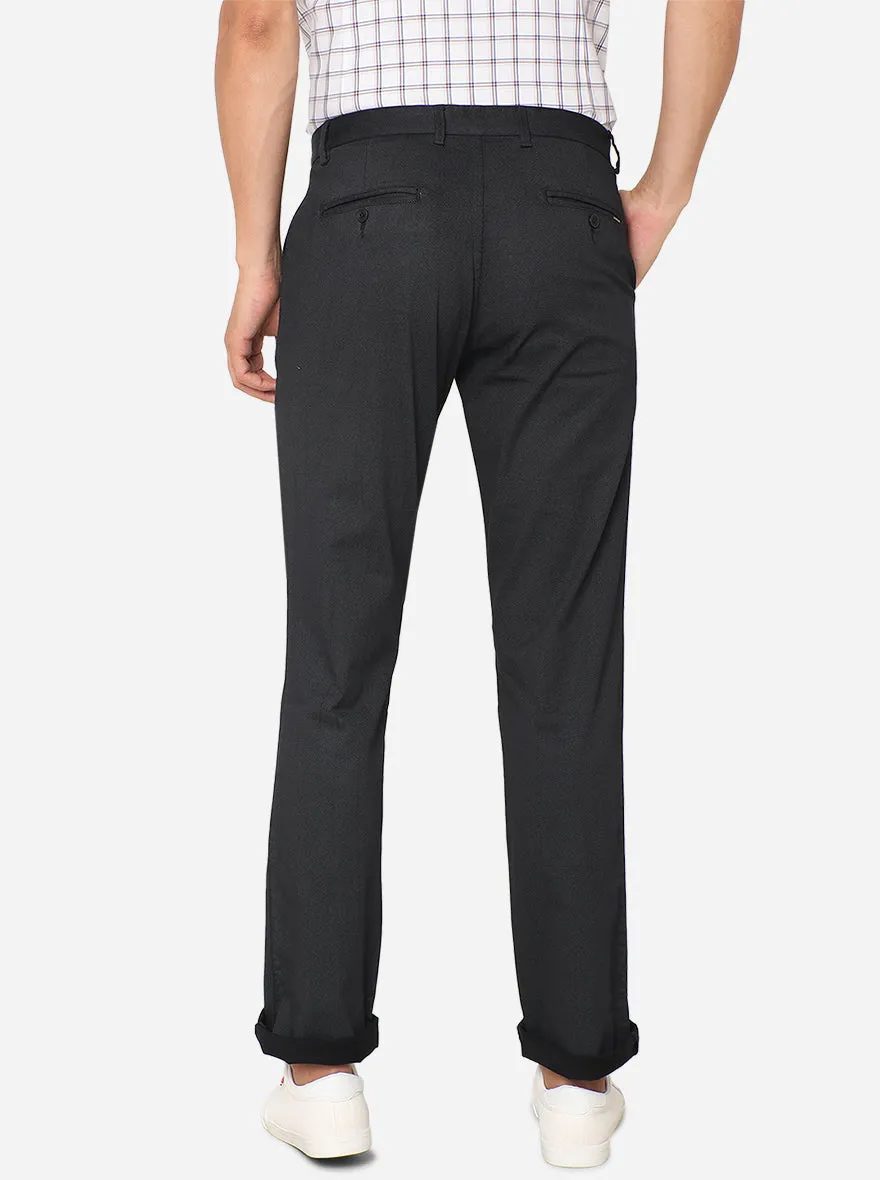 Black Solid Slim Fit Casual Trouser | Greenfibre