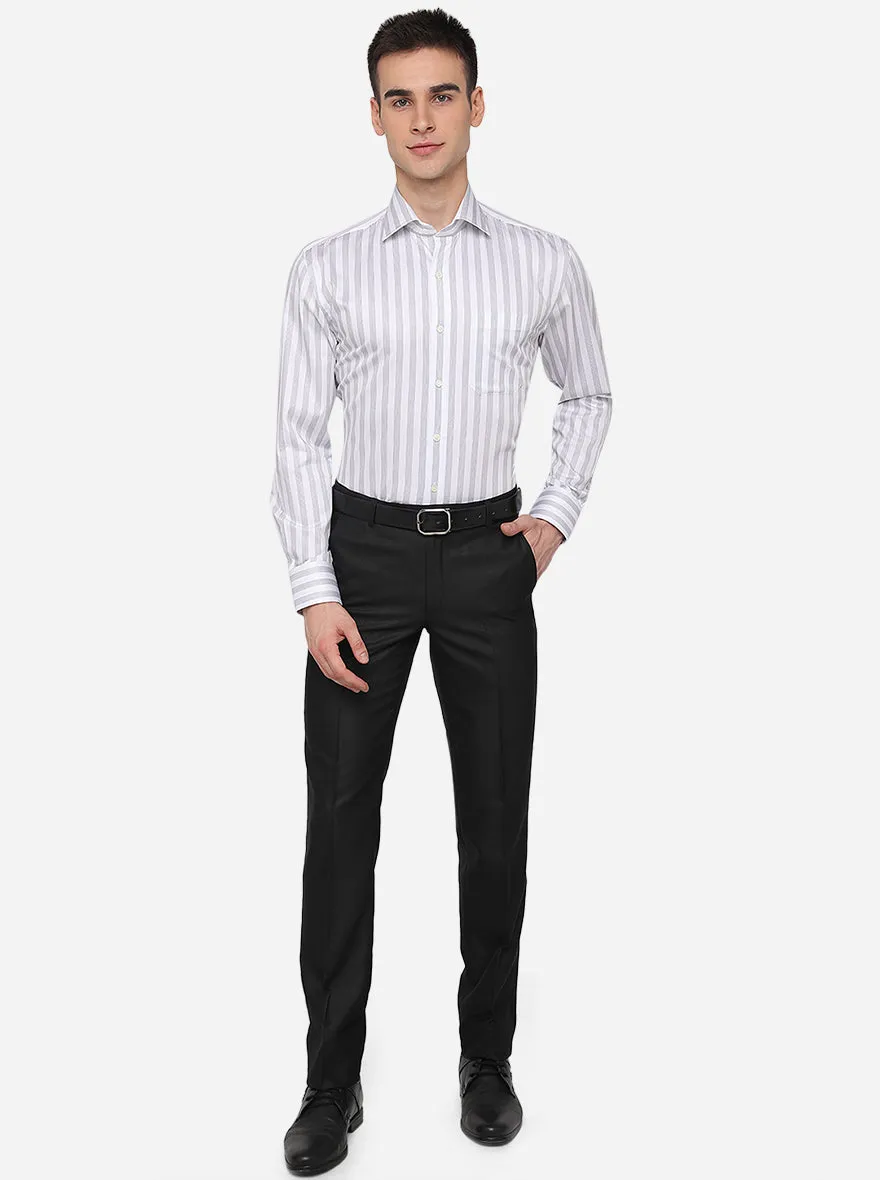 Black Solid Slim Fit Formal Trouser | Greenfibre