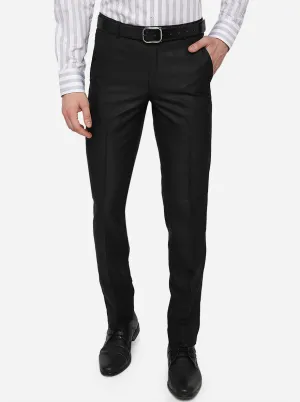 Black Solid Slim Fit Formal Trouser | Greenfibre