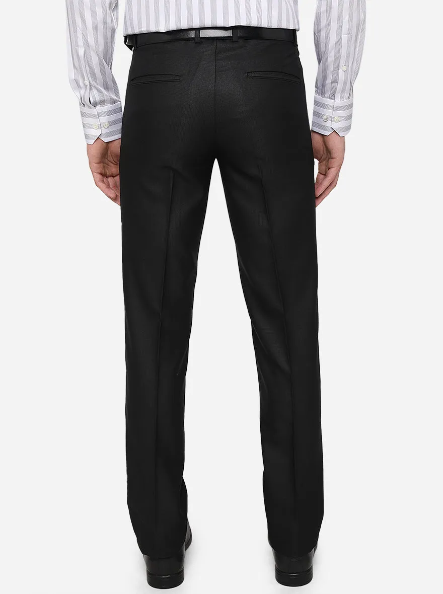 Black Solid Slim Fit Formal Trouser | Greenfibre