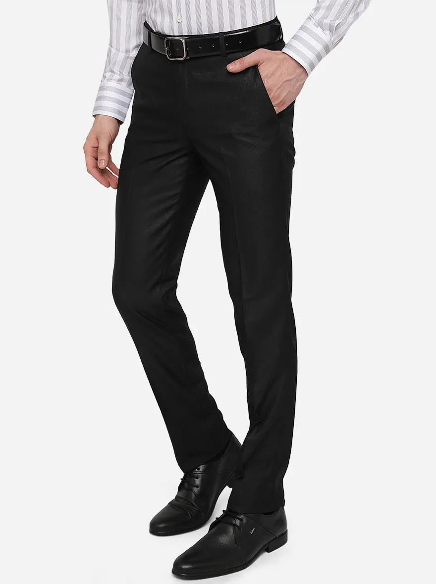 Black Solid Slim Fit Formal Trouser | Greenfibre