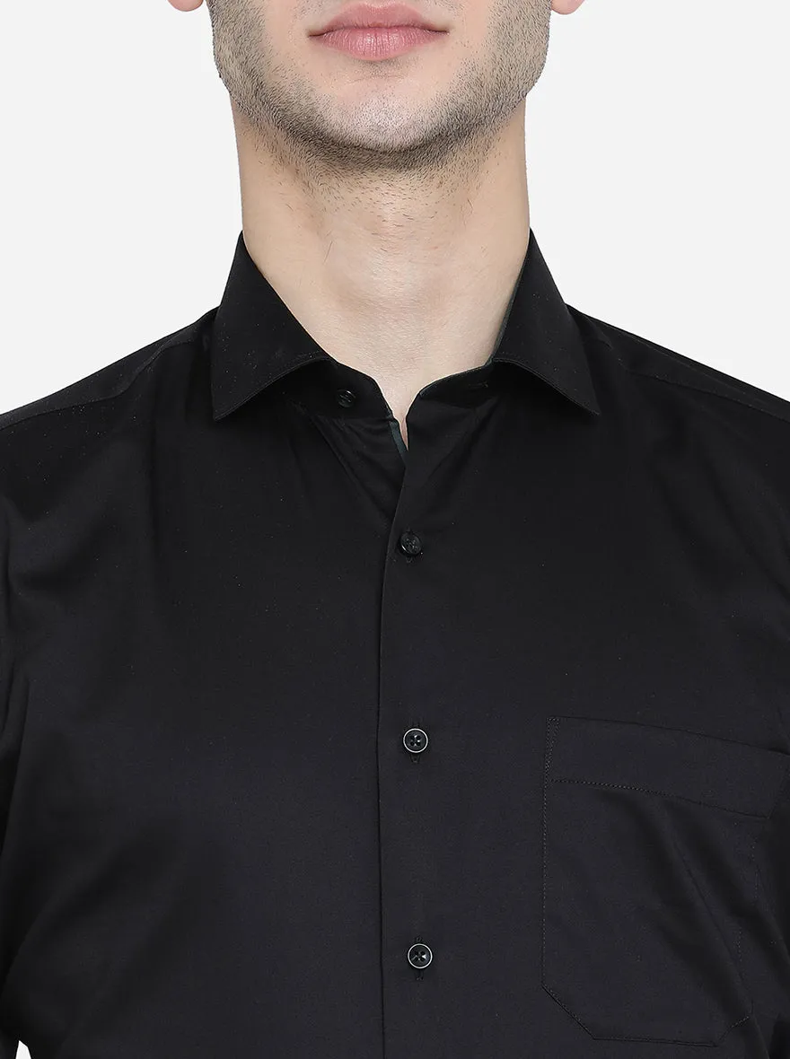 Black Solid Slim Fit Party Wear Shirt | Greenfibre