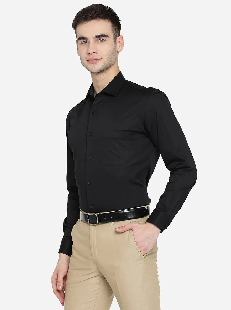 Black Solid Slim Fit Party Wear Shirt | Greenfibre