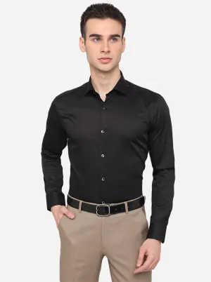 Black Solid Slim Fit Party Wear Shirt | Wyre