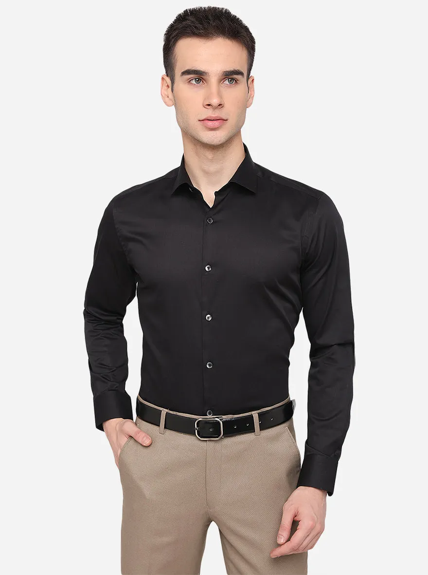 Black Solid Slim Fit Party Wear Shirt | Wyre