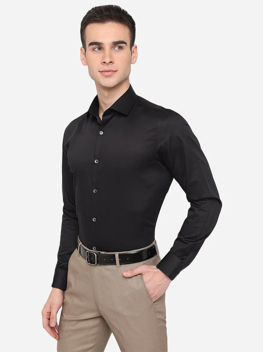 Black Solid Slim Fit Party Wear Shirt | Wyre