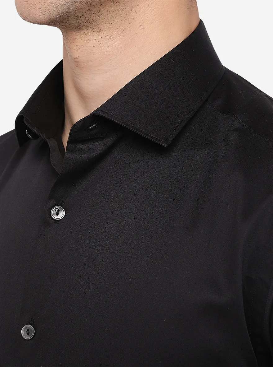 Black Solid Slim Fit Party Wear Shirt | Wyre