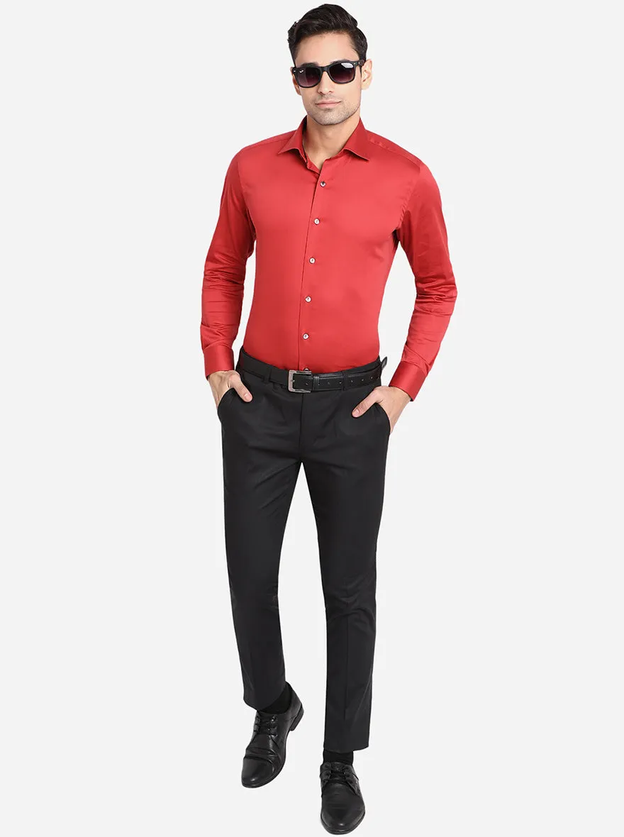Black Solid Super Slim Fit Formal Trouser | JadeBlue