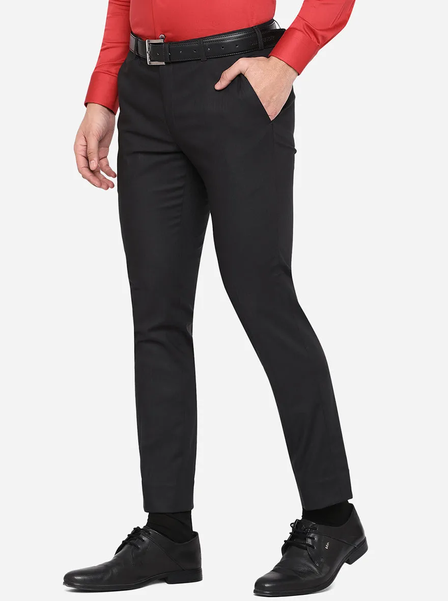 Black Solid Super Slim Fit Formal Trouser | JadeBlue