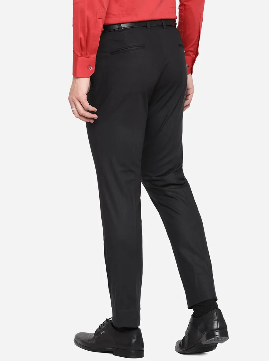 Black Solid Super Slim Fit Formal Trouser | JadeBlue