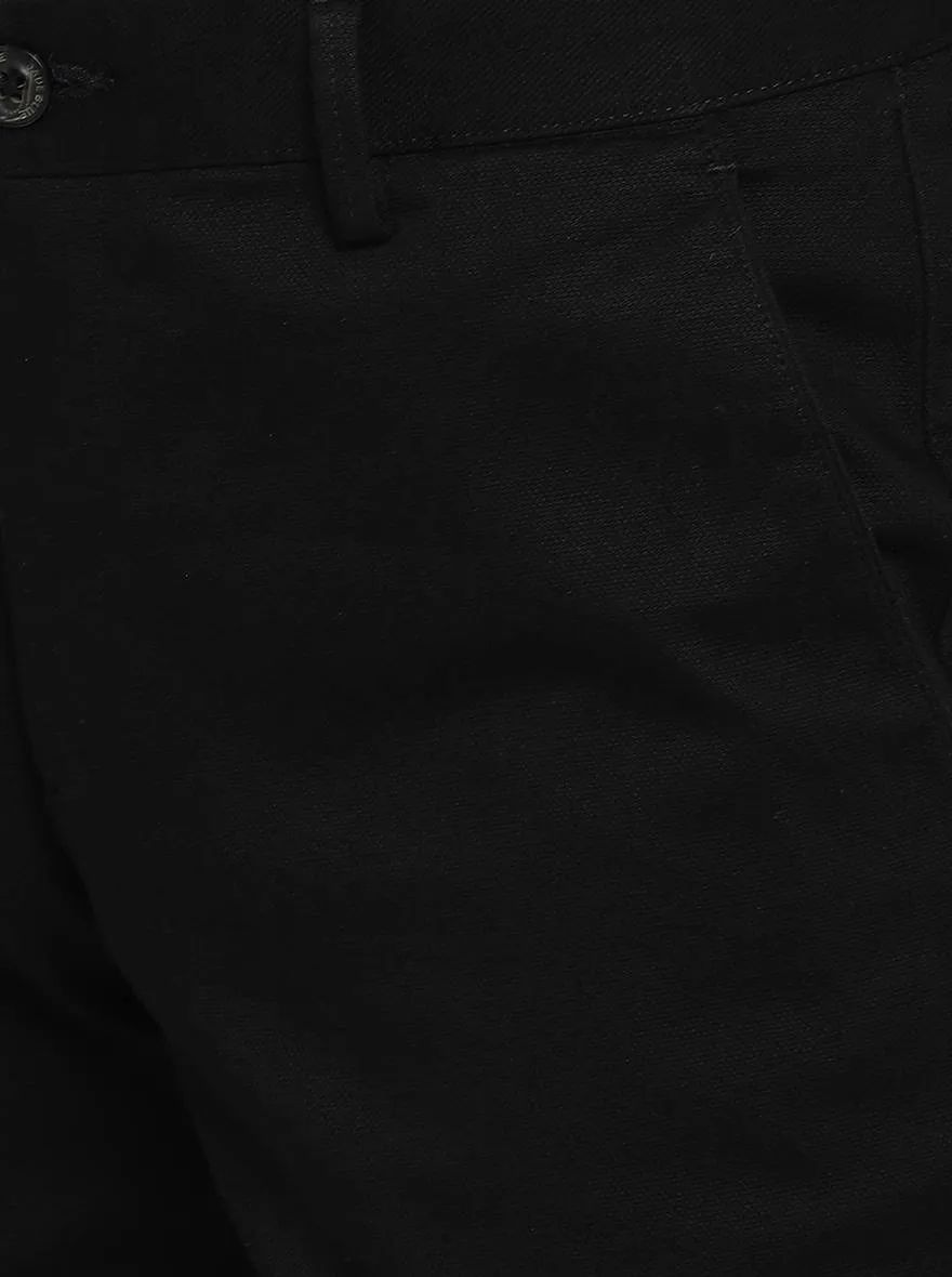 Black Solid Uno Fit Casual Trouser | JadeBlue