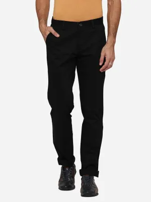 Black Solid Uno Fit Casual Trouser | JadeBlue