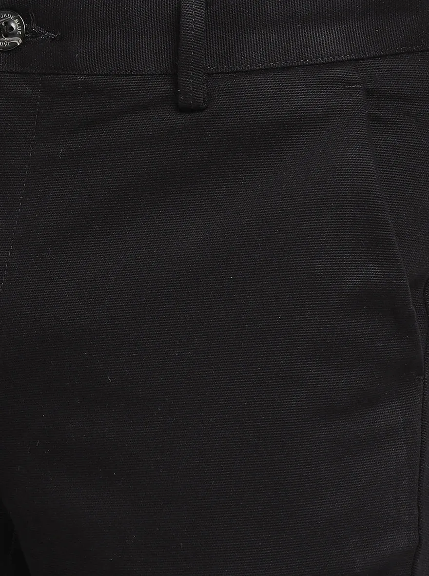 Black Solid Uno Fit Casual Trouser | JadeBlue