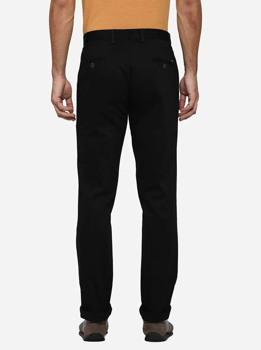 Black Solid Uno Fit Casual Trouser | JadeBlue