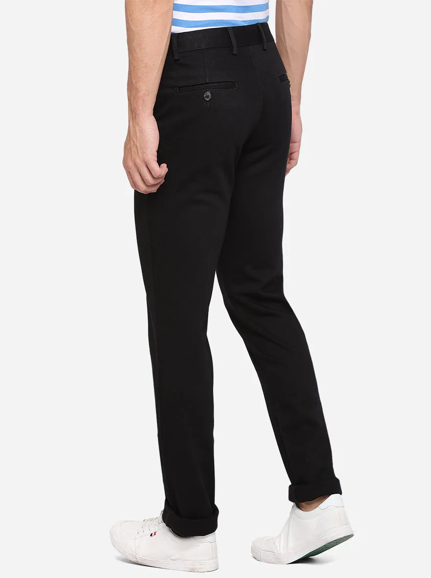Black Solid Uno Fit Casual Trouser | JadeBlue