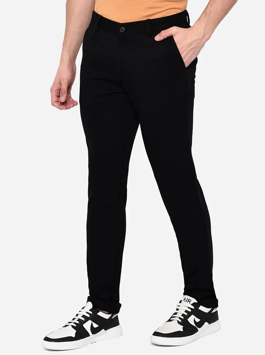 Black Solid Venice Fit Casual Trouser | JadeBlue