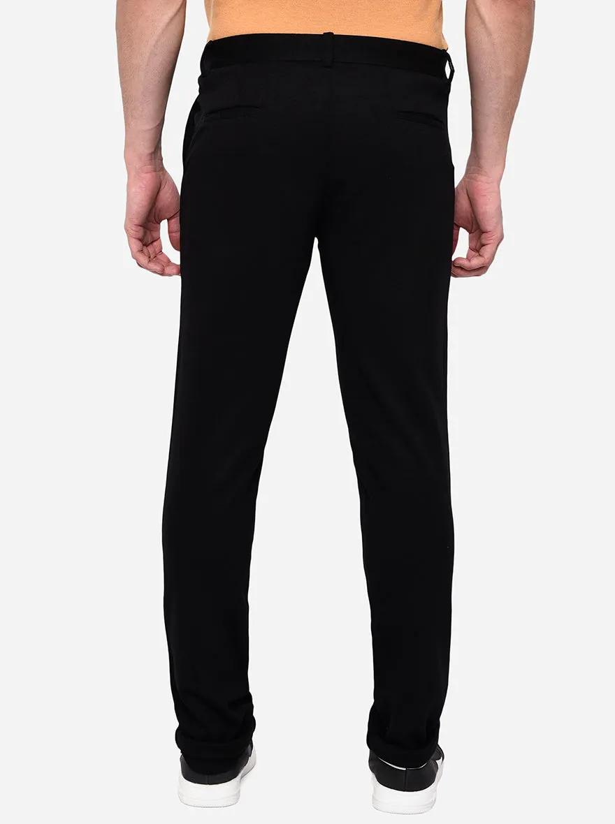 Black Solid Venice Fit Casual Trouser | JadeBlue