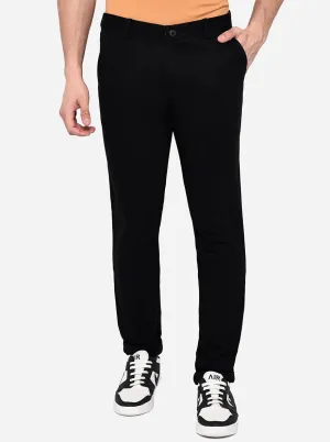 Black Solid Venice Fit Casual Trouser | JadeBlue