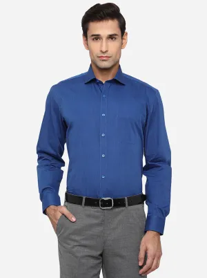 Blue Solid Regular Fit Formal Shirt | JadeBlue