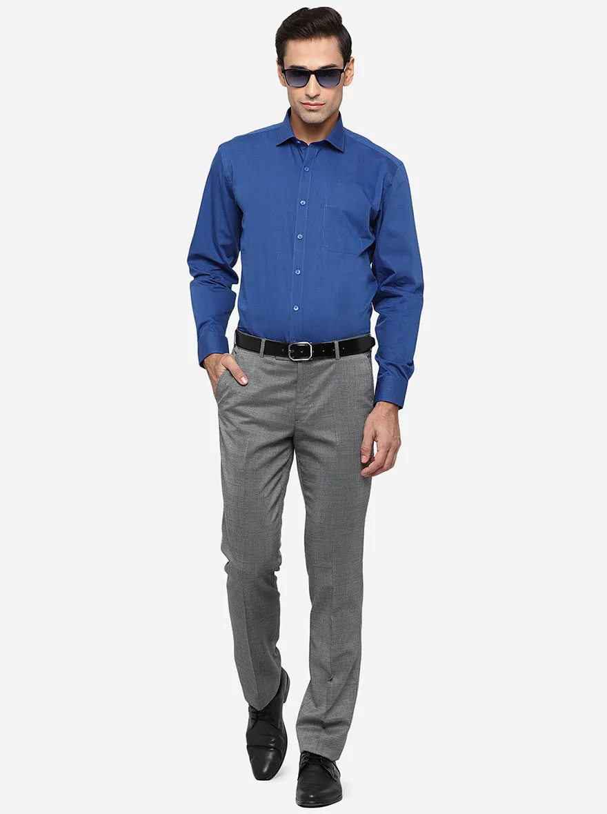 Blue Solid Regular Fit Formal Shirt | JadeBlue