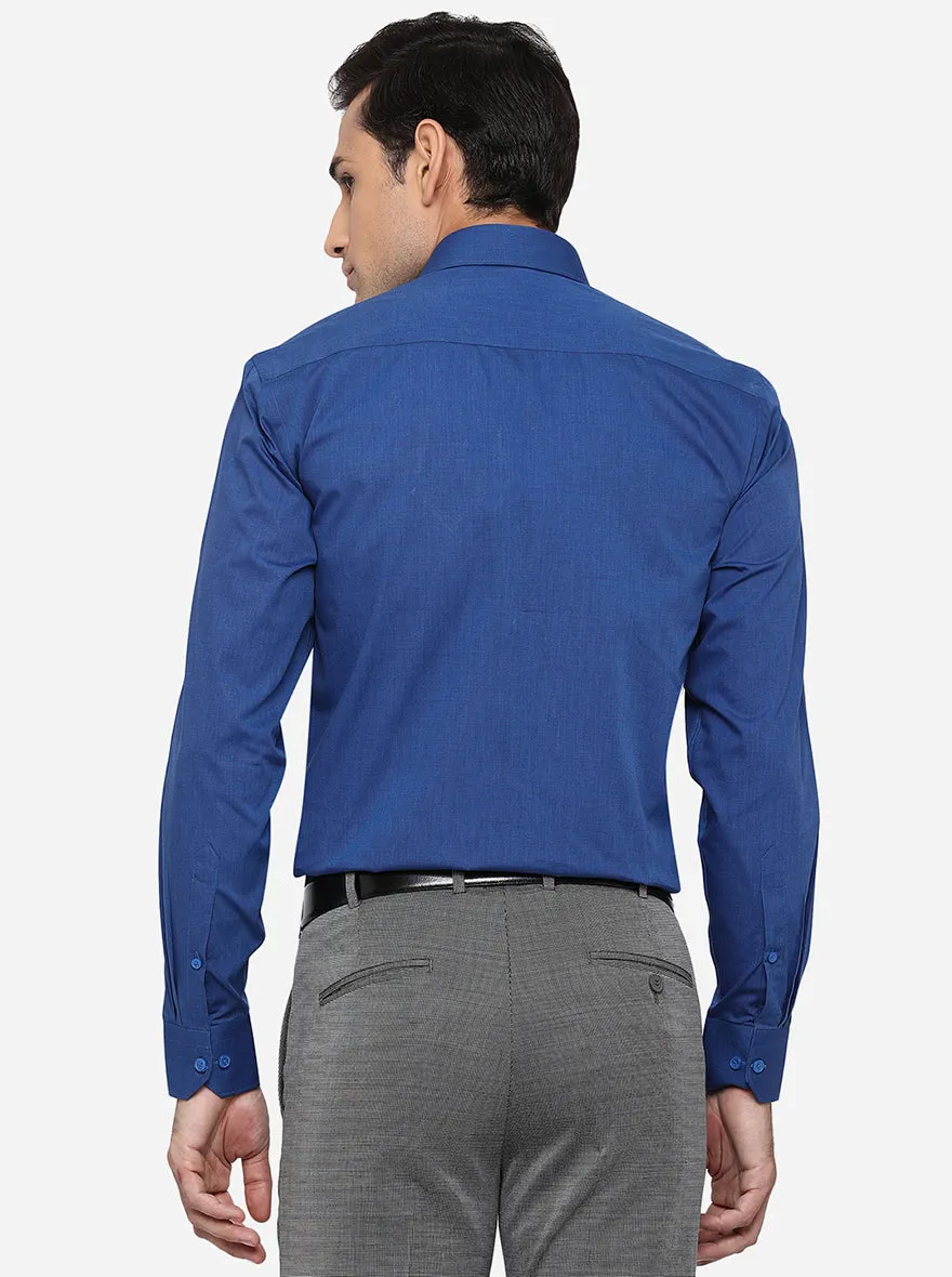 Blue Solid Regular Fit Formal Shirt | JadeBlue