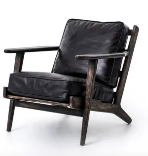 BROOKS LOUNGE CHAIR-RIALTO EBONY, BLACK WASH