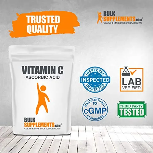 BulkSupplements.com Vitamina C Polvo – Ácido ascórbico puro (2.2 lbs – 2.2 lbs – 1333 porciones) sin OMG – Sin gluten