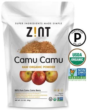 Camu Camu en polvo, Vitamina C Natural por Zint: crudo orgánico Antioxidant Superfood – Apoyo inmune Booster &amp; Anti Envejecimiento, sin OGM, Super Vitamina C Berry (3.5 oz)