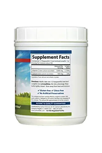 Carlson mild-c cristales 1000 g Immune support Limón Flavored polvo, 1