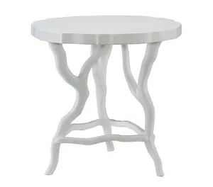 Chalky White Matte Finish Chairside Table