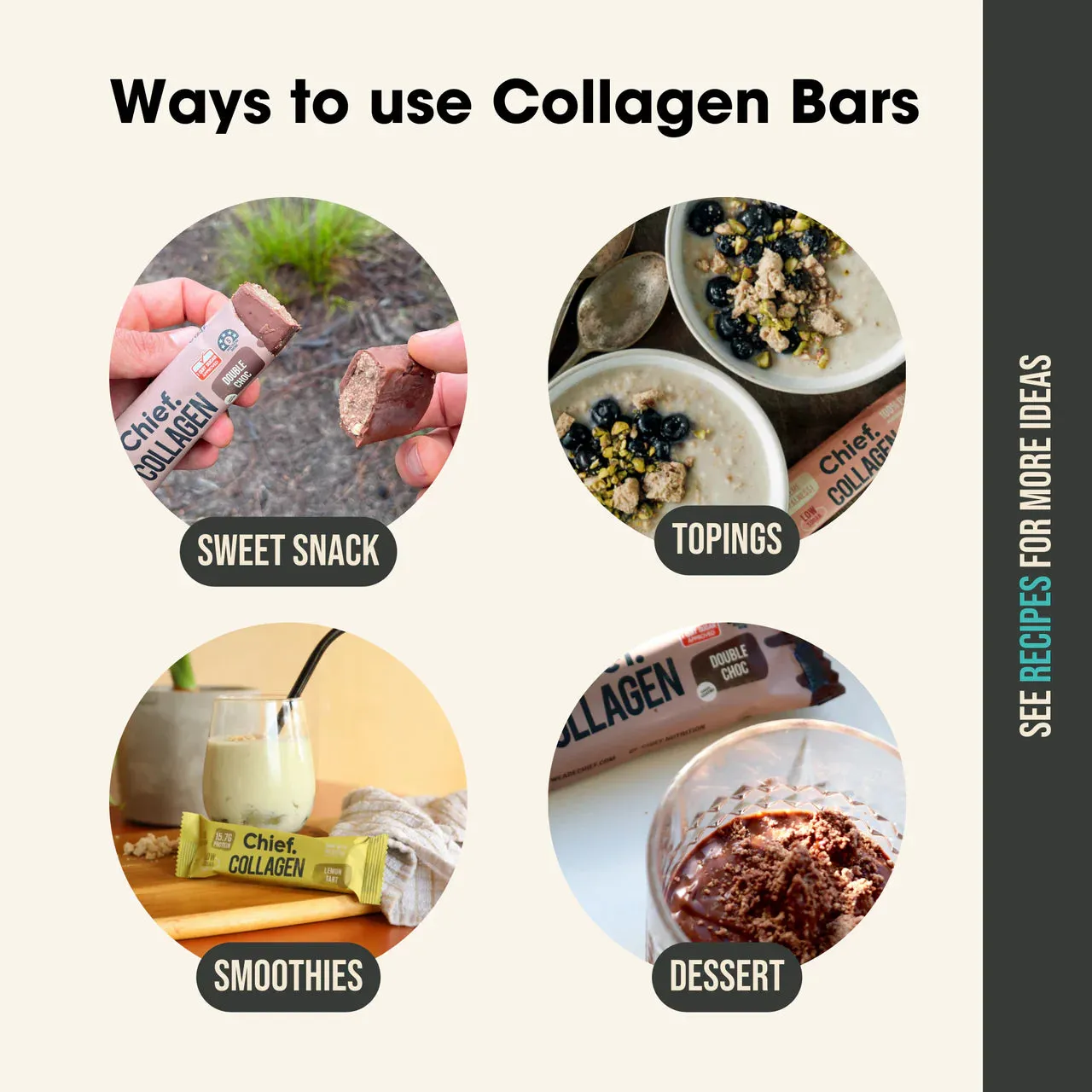 Chief Collagen Peanut Butter Protein Bars (12 Bars)