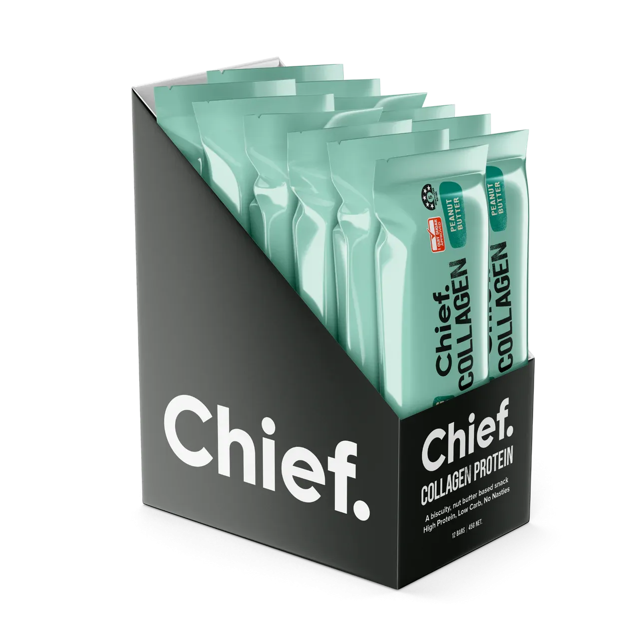 Chief Collagen Peanut Butter Protein Bars (12 Bars)