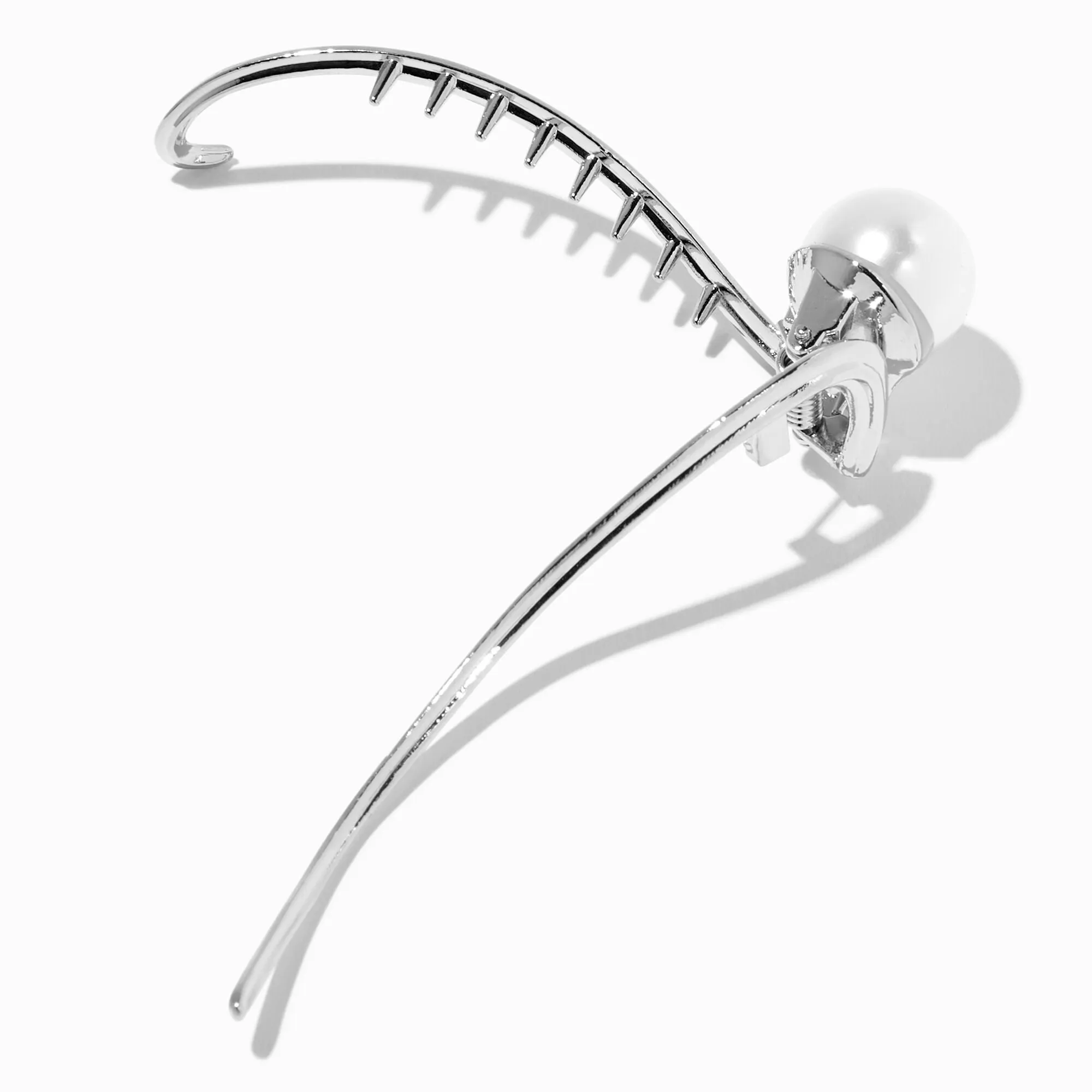 Claire's Silver Metal Pearl Banana Hair Claw