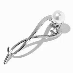 Claire's Silver Metal Pearl Banana Hair Claw