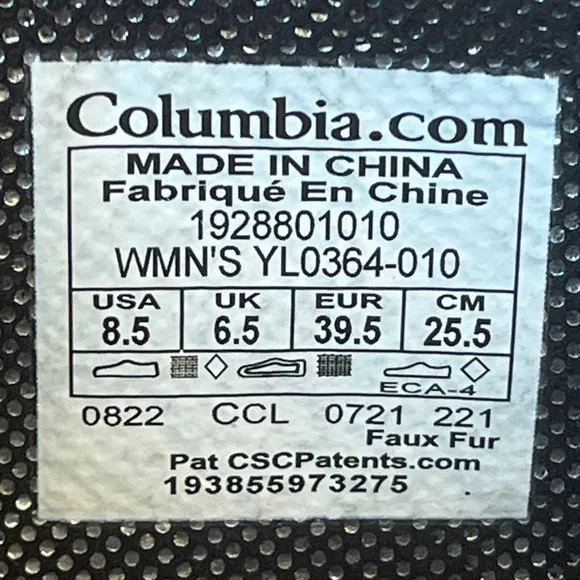 Columbia Meadows Omni-Heat 3D Mid Calf Boot Black Waterproof Womens 8.5 UK 6.5