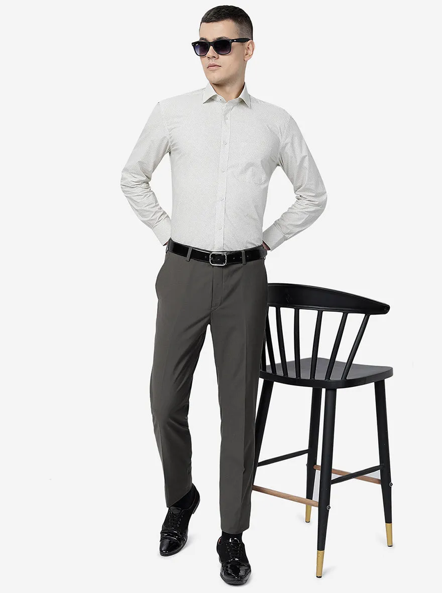 Cream Printed Regular Fit Formal Shirt | Greenfibre