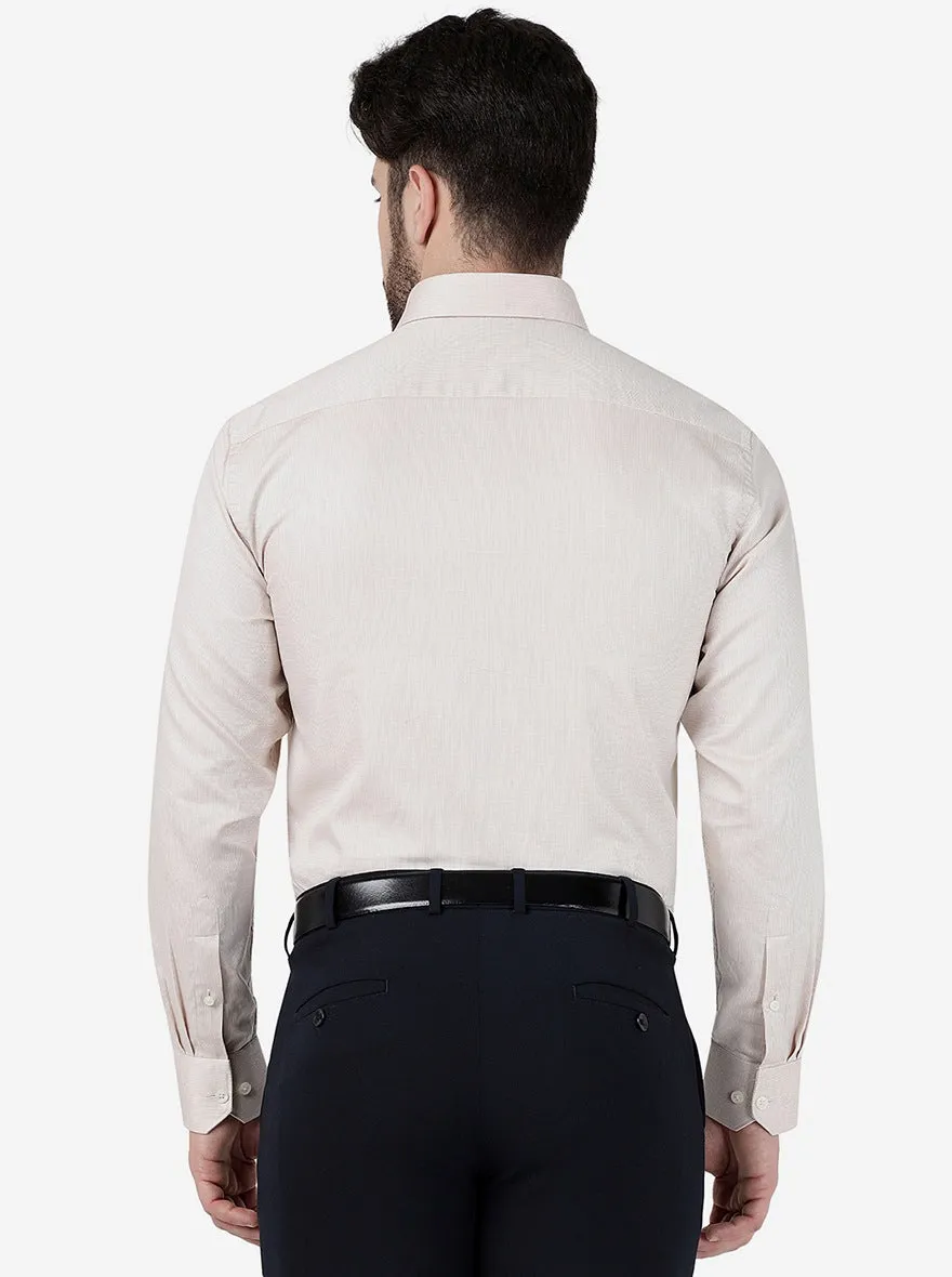Cream Solid Slim Fit Formal Shirt | Greenfibre