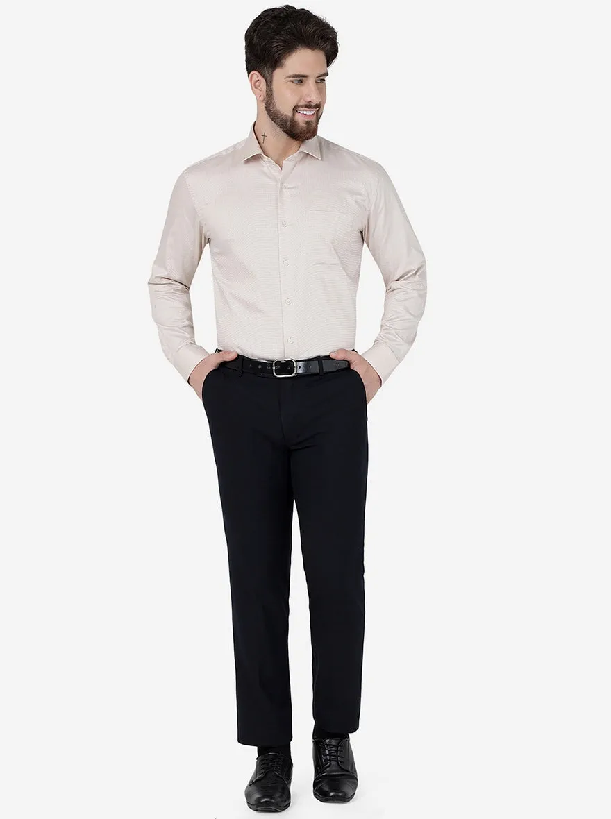 Cream Solid Slim Fit Formal Shirt | Greenfibre