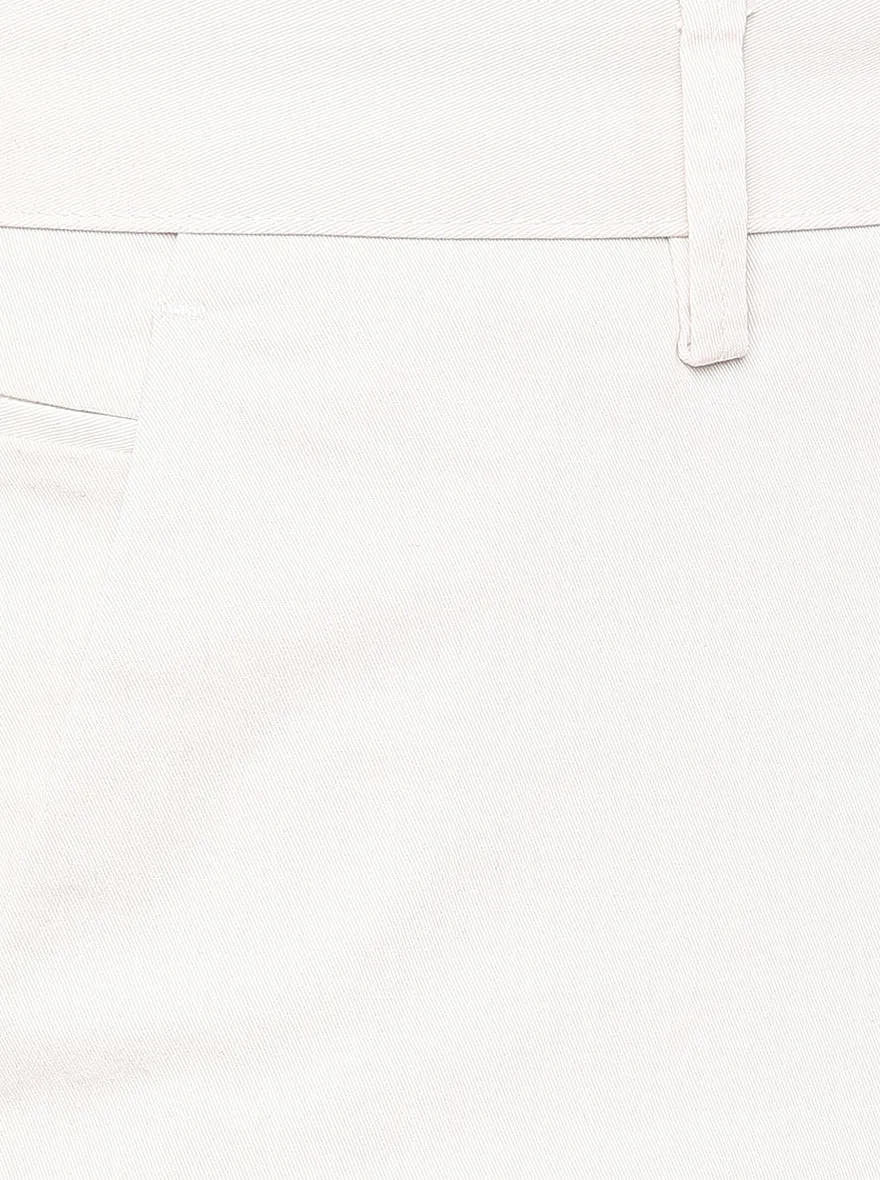 Cream Solid Uno Fit Casual Trouser | JadeBlue