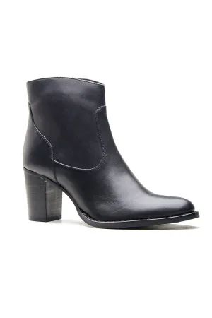 Crust Leather Black Ankle Boots