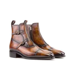 DapperFam Octavian in Fire Men's Hand-Painted Patina Buckle Boot