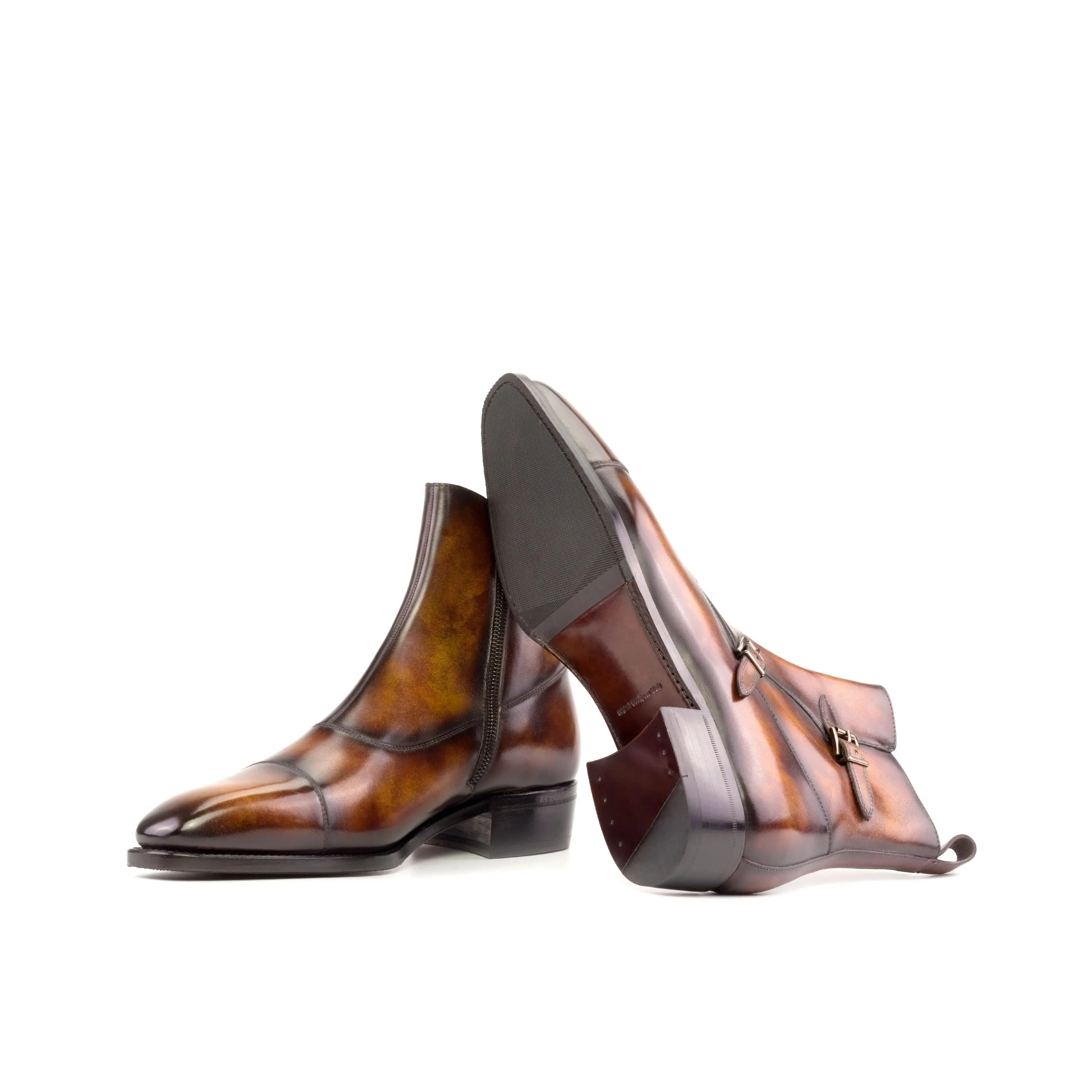 DapperFam Octavian in Fire Men's Hand-Painted Patina Buckle Boot