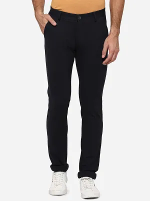 Dark Blue Solid Slim Fit Club Wear Trouser | JB Studio