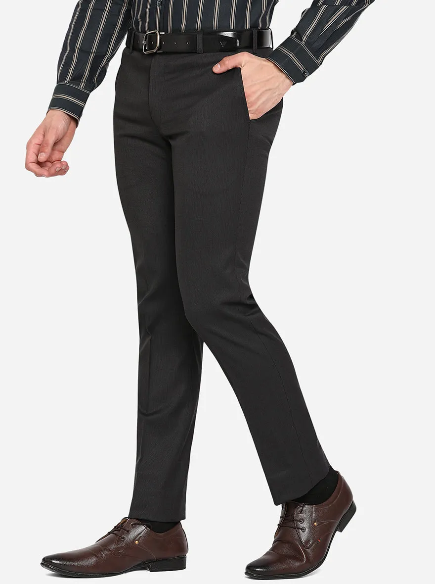 Dark Grey Solid Slim Fit Formal Trouser | JB Studio