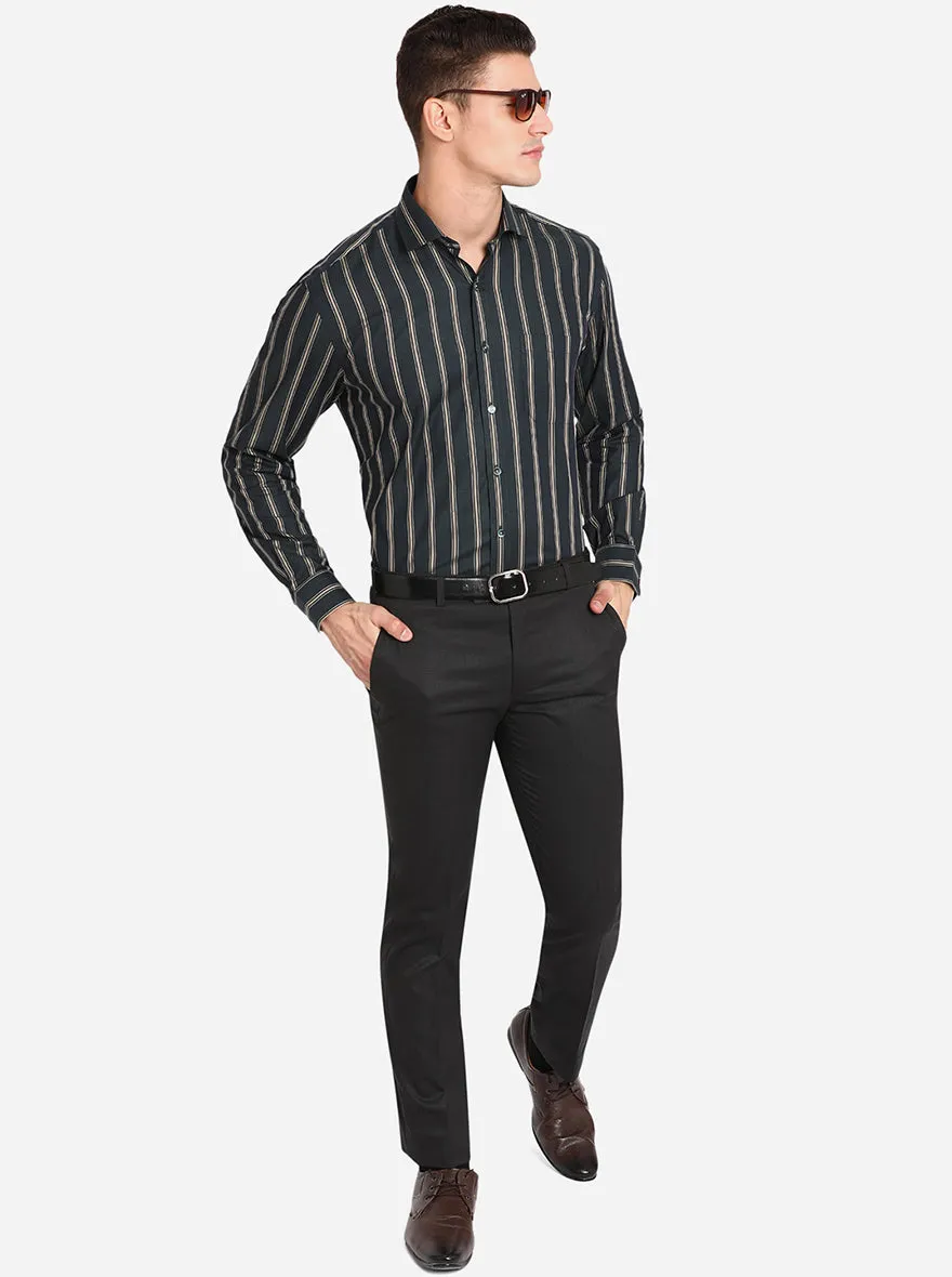 Dark Grey Solid Slim Fit Formal Trouser | JB Studio