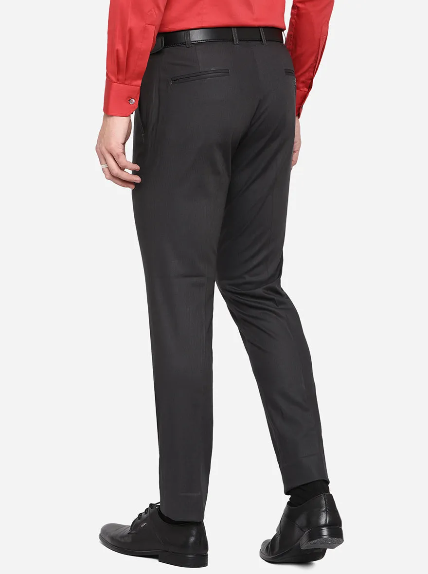 Dark Grey Solid Super Slim Fit Formal Trouser | JadeBlue