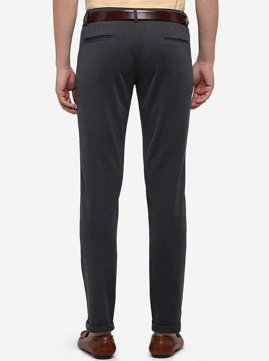 Dark Grey Solid Venice Fit Casual Trouser | JadeBlue