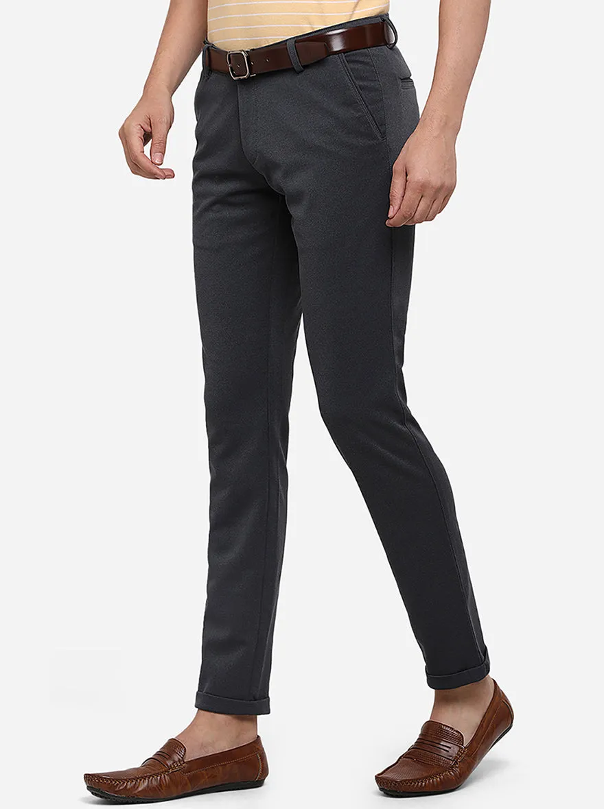 Dark Grey Solid Venice Fit Casual Trouser | JadeBlue